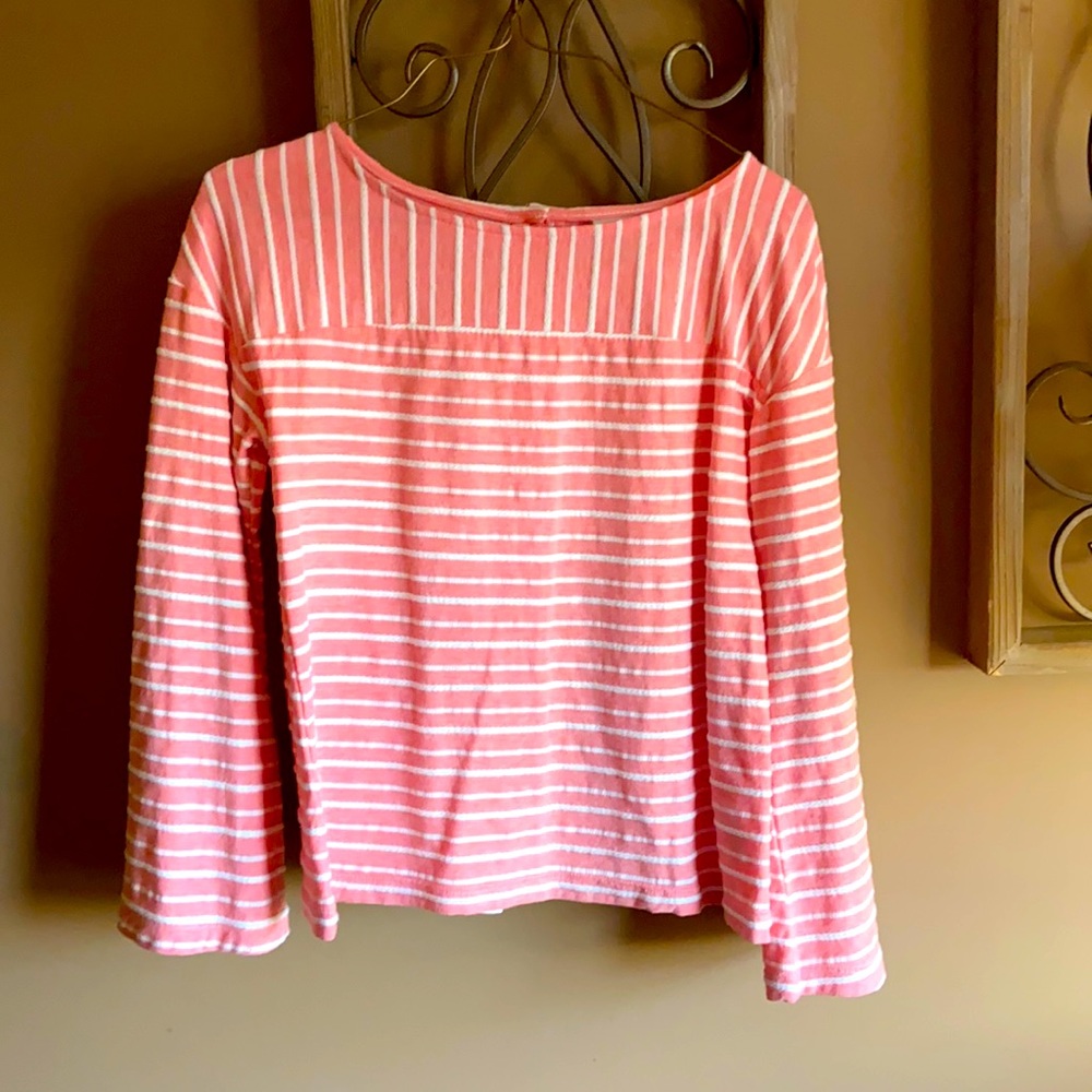 Striped long sleeve top with button up back